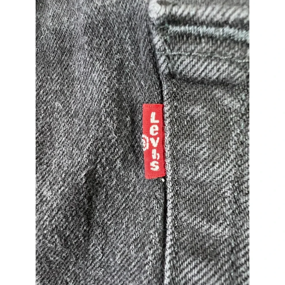 Levis 501 Jeans Mens 38x32‎ Black Regular Straight Stretch Denim Button Fly